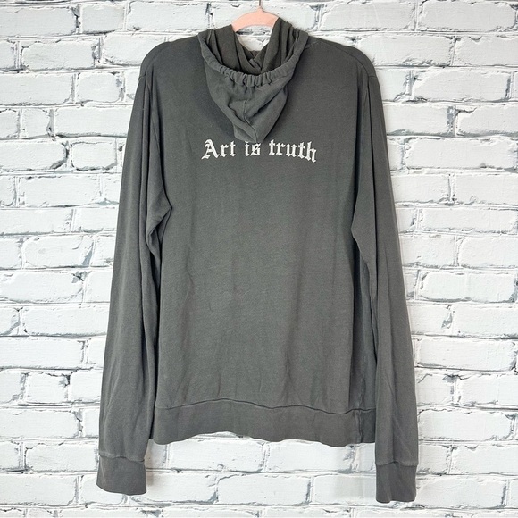 ZADIG & VOLTAIRE Mens Charcoal Gray Zip-Up Cotton-Modal Hoodie Sweatshirt XL - Picture 3 of 12